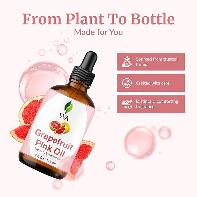 SVA Pink Grapefruit Essential Oil with Dropper, 4 Fl Oz (118 ml)