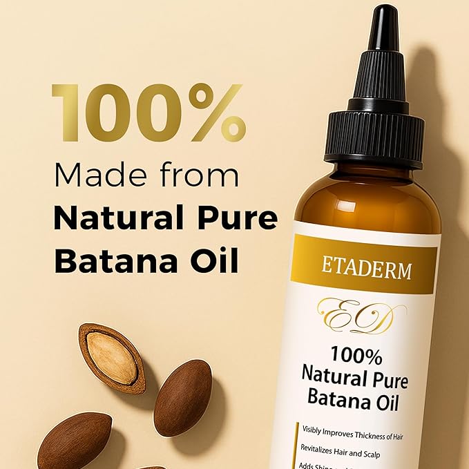 ETADERM 100% Pure Raw Batana Oil for Hair Growth - Stimulates Regrowth, Nourishes & Repairs Damage - All Natural, Cold-Pressed, Authentic Honduras-Sourced Hair Oil for Stronger Thicker Hair, 4 Fl Oz