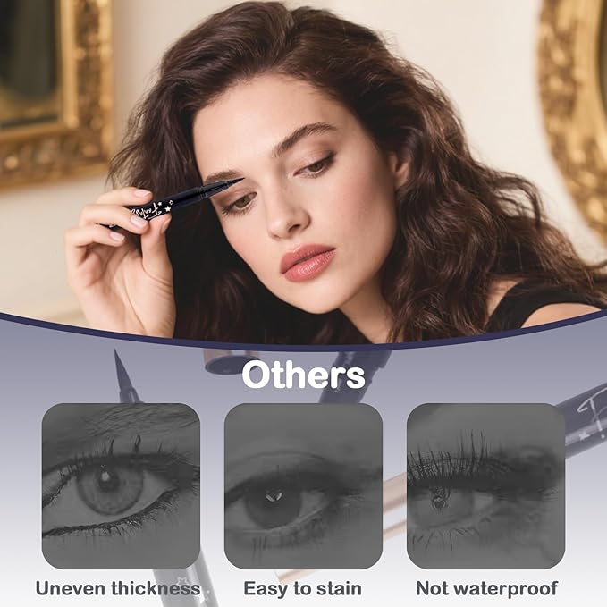 OZ LAB Beauty Fantasy Eyeliner Pen – Ultra-Fine Felt Tip, Waterproof & Smudge-Proof Liquid Eyeliner, 24H Long Wear, Jet Black, Quick-Drying, Cruelty-Free, 0.01 FL.OZ/0.4 ML