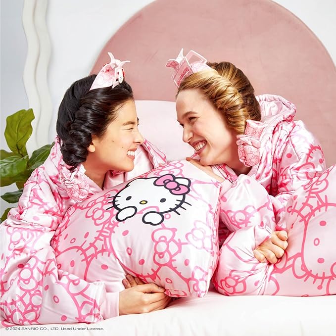 Kitsch x Hello Kitty Satin Pillowcase - Size 19x36, Pink Kitty Faces