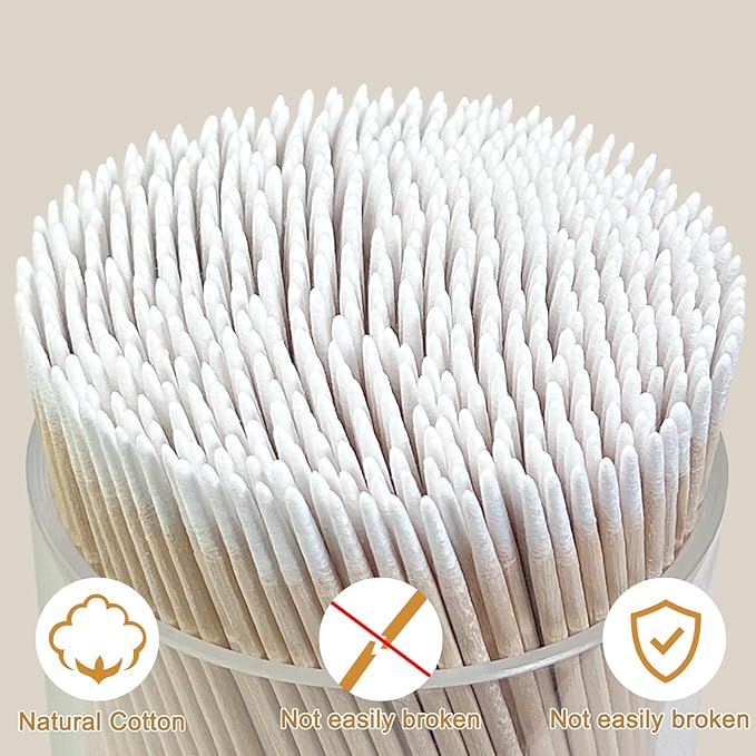 Egaageoi 200 Count 4 Inch Double-Sided Pointed Cotton Swabs for Nail