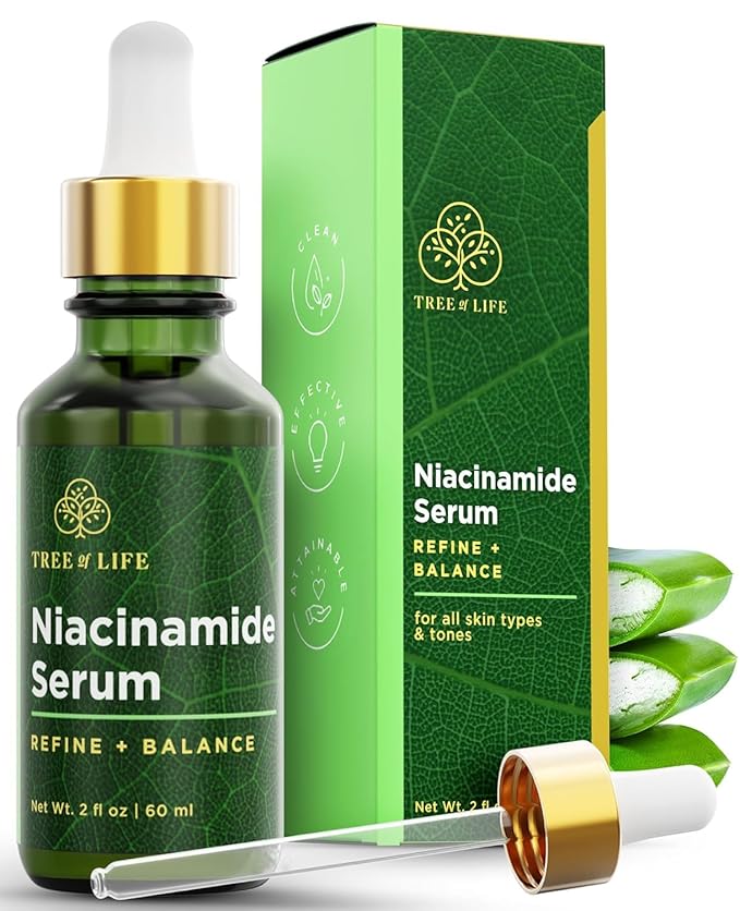 Tree of Life Niacinamide Serum for Face - Brightening and Hydrating Face Oil for Dark Spots and Fine Lines - Suitable for Sensitive Skin - Dermatologist Tested Skin Care - 2 Fl Oz
