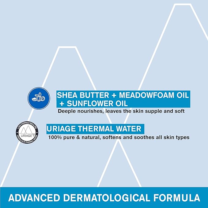 Uriage Daily Moisturizing Cleansing Cream With Shea Butter, 2-In-1 Body Wash: Cleanses & Nourishes, Fresh & Cocooning Perfume, Face, Body & Hair, Soap-Free, Physiological Ph