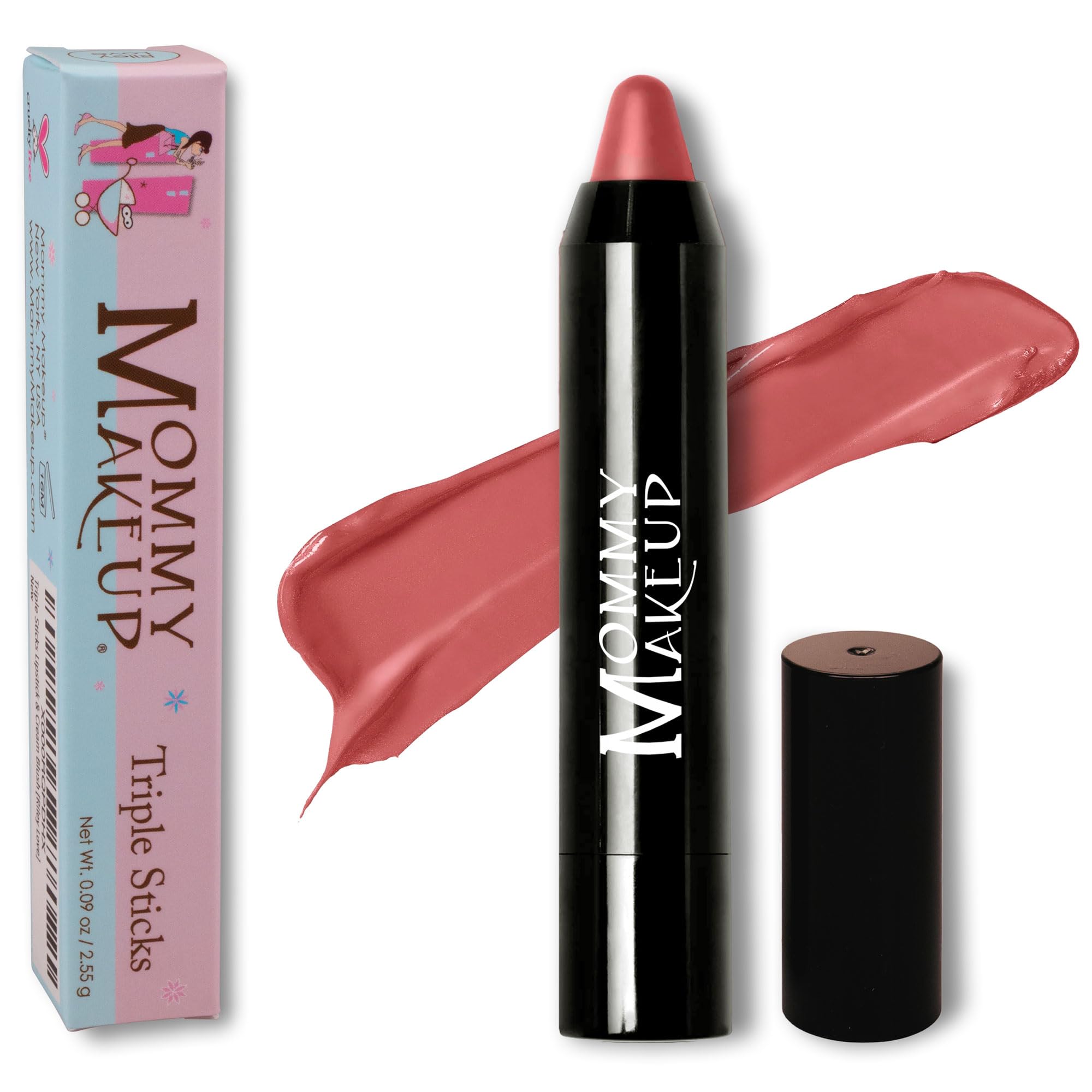 Mommy Makeup Triple Sticks Lipstick, Cream Blush & Treatment All-in-One