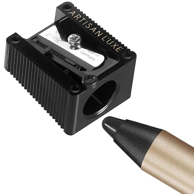Artisan L'uxe Beauty Velvet Jumbo Black Eyeliner with Free Sharpener | Blendable Makeup for Smokey Eyes - Waterproof Smudge Proof Pencil Eyeliner, Built-in Smudger & Long Lasting