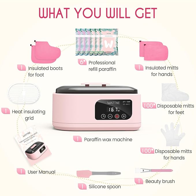 Wattne Paraffin Wax Machine for Hands and Feet, 3500ml Paraffin Wax Warmer with Timer 123456