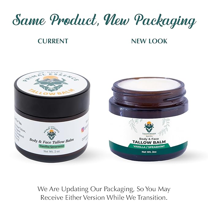 Grass-Fed Beef Tallow Balm for Face & Body - Vanilla & Spearmint - 2oz