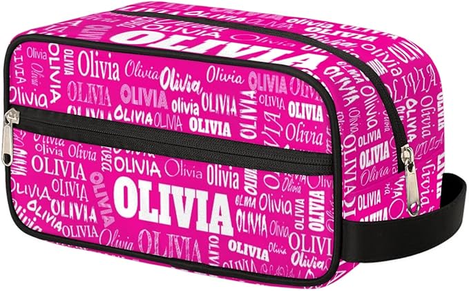 KFNHN Custom Name Rosy Pink Organizer Case Toiletries Container Bag