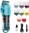 Tuanchuanrp Professional Hair Clippers for Men, Cordless Barber kit for Hair Cutting & Grooming, Hair Clippers Set for Barber Haircut with LED Display 8 Fade Taper Combs(Blue)