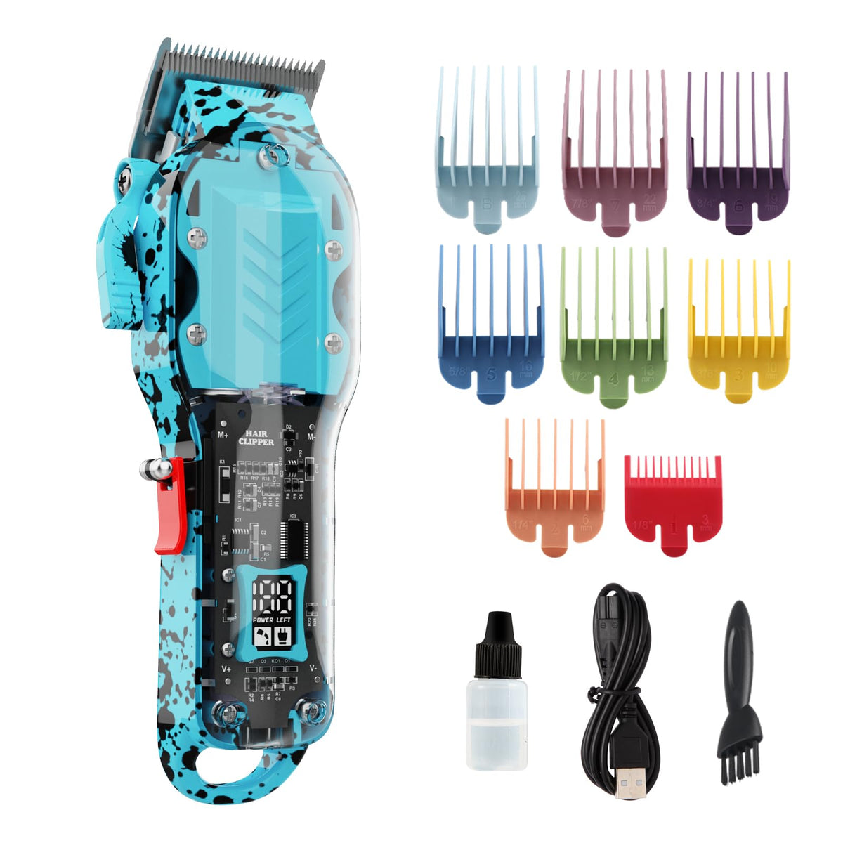 Tuanchuanrp Professional Hair Clippers, Hair Clippers Set for Barber Haircut with LED Display(Yellow)