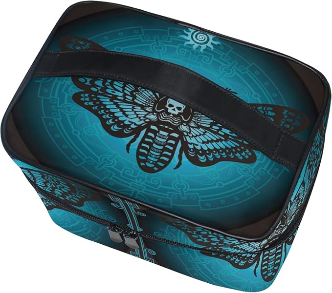 MNSRUU Makeup Bag, Skull Butterfly Travel Makeup Organizer Bag Cosmetic Cases Toiletry Bags for Girl Women Ladies