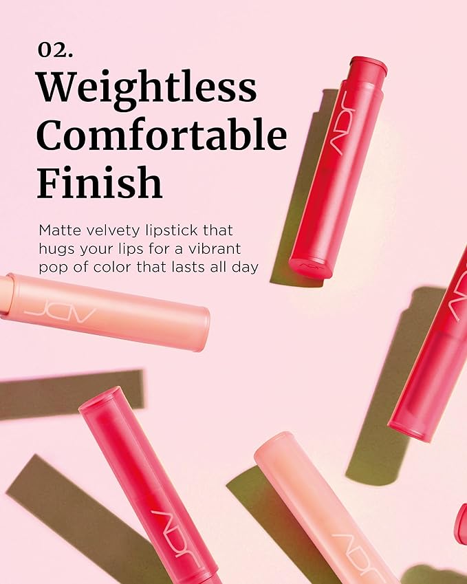 VDL Lip Stain Comfort Slip Lipstick 12, Extra Shot - Lightweight, Matte, Smooth Lipstick for Effortless Comfort. Vibrant and Long-Lasting Lip Color (0.09 oz) | Korean Makeup
