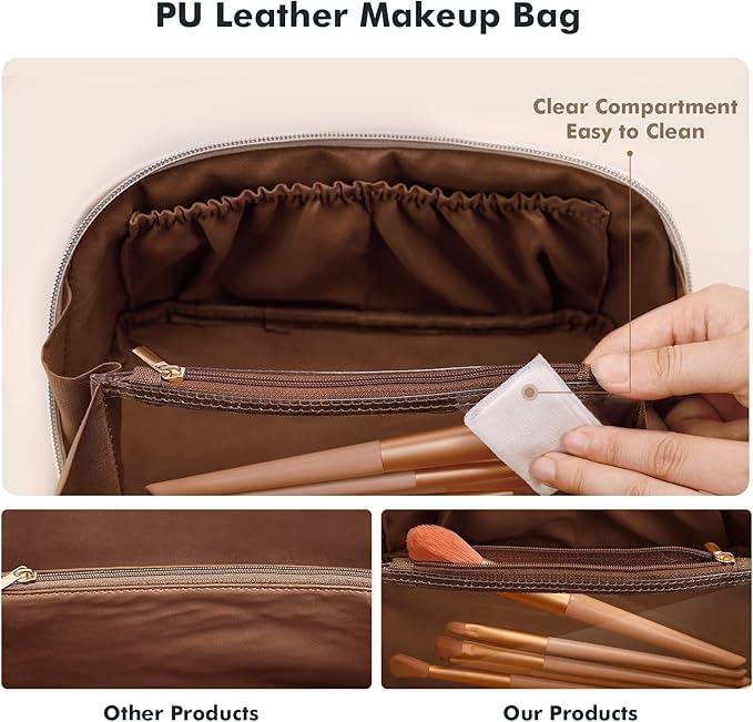 Prite Makeup Bag Travel Toiletry Bag Open Flat Cosmetic Organizer for Women