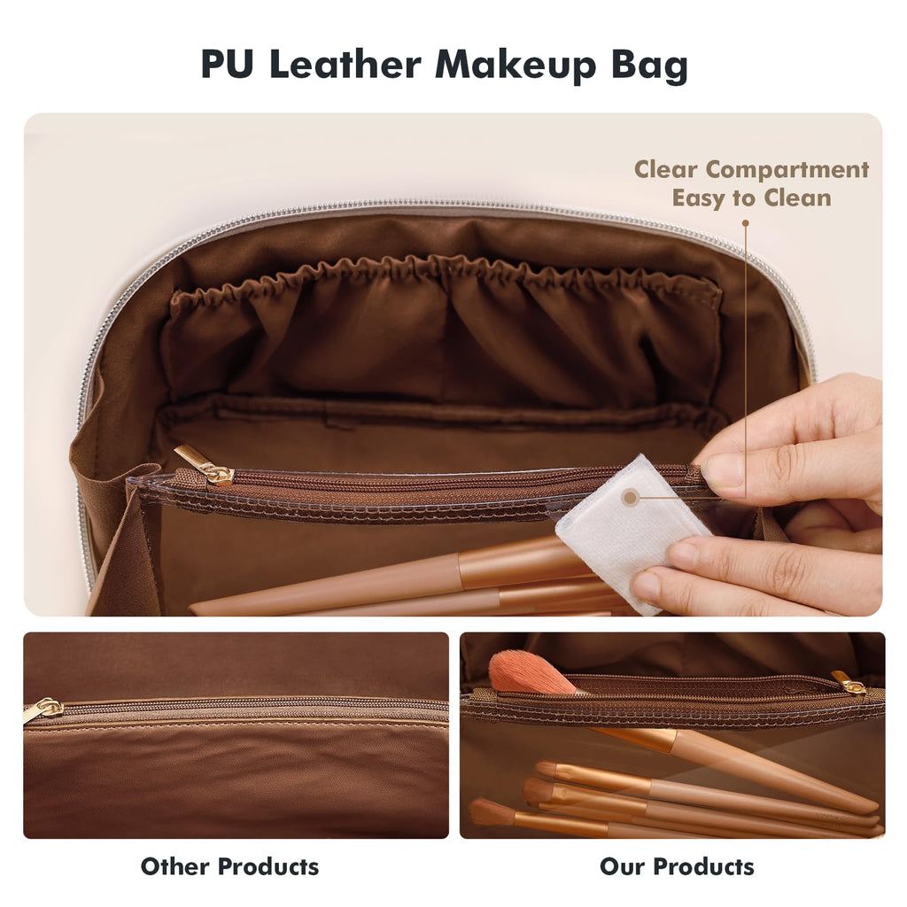 Prite Makeup Bag Travel Toiletry Bag Open Flat Cosmetic Organizer for Women