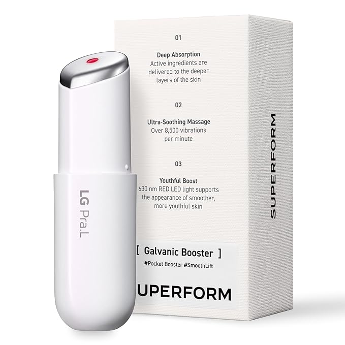 LG Pra.L Superform Galvanic Booster Mystic White, 1min booster for ageless skin, anti-aging, Korean skincare, Glow on the go, Serum booster device, Glass Skin, Glow Booster, Gift