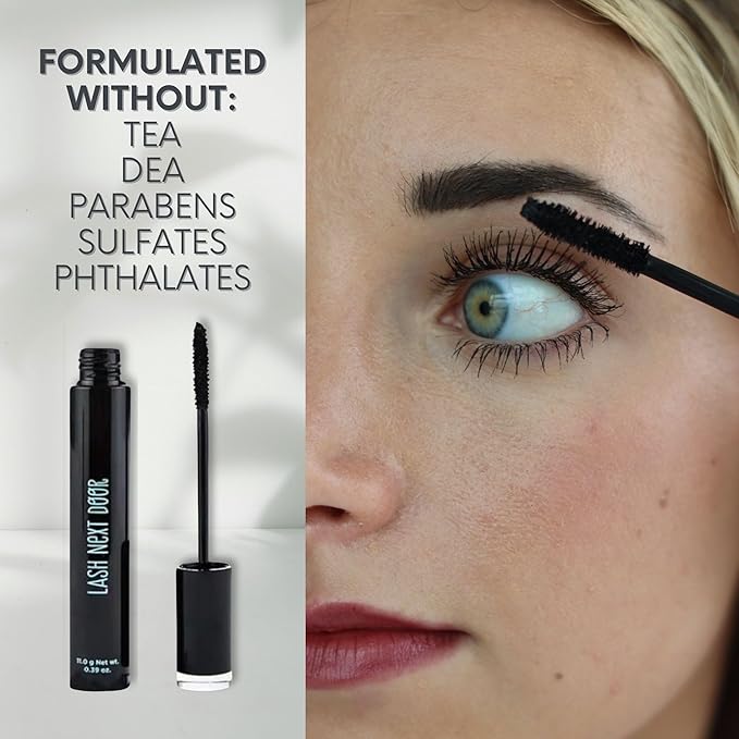 Lash Next Door Blackout Water Resistant Mascara by Brooklyn & Bailey – Volume and Length, Smudge Proof, No Clump Eye Makeup for Women (2-Pack, 0.39 oz Each)