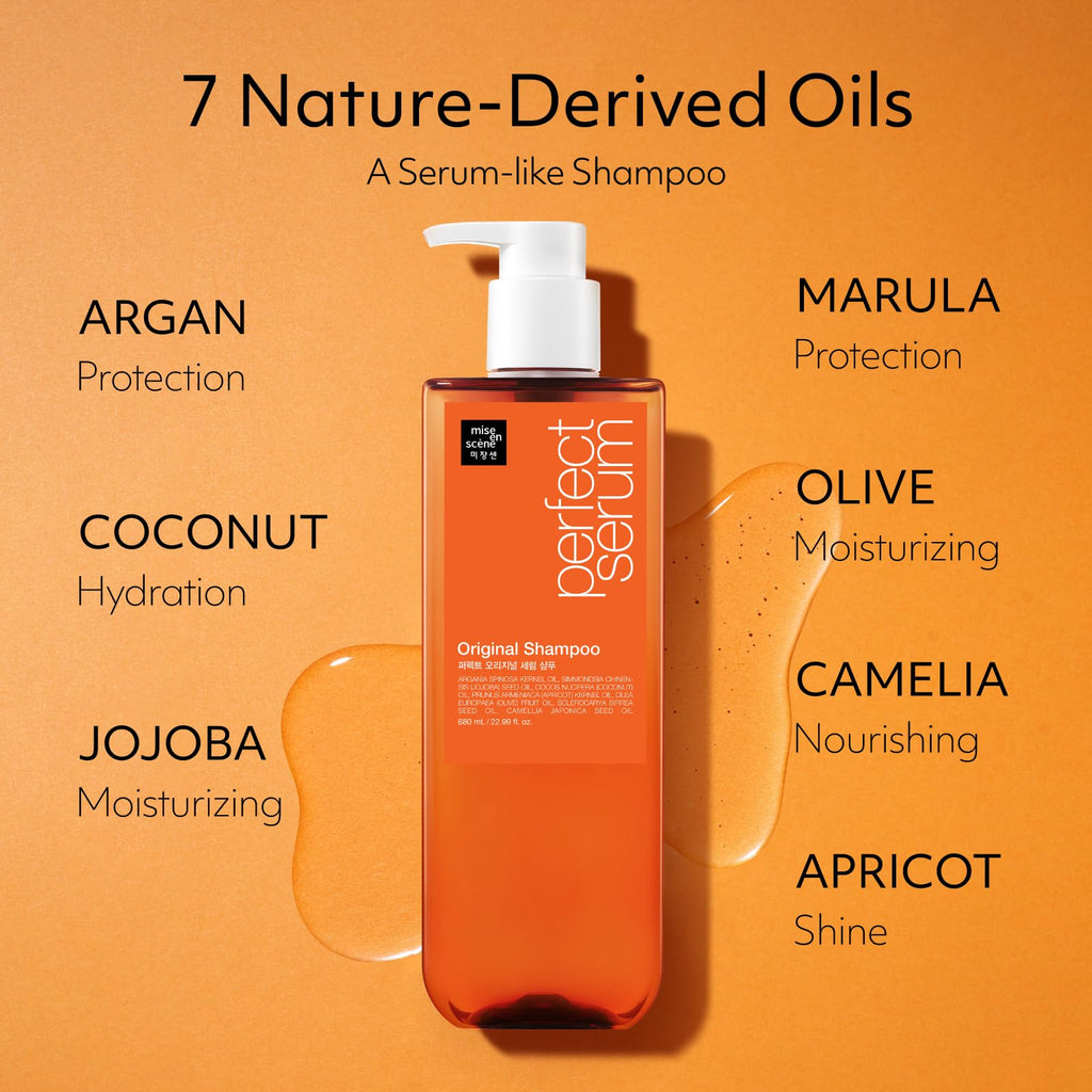 Mise En Scene Perfect Serum Original Shampoo For Damaged Hair - KoreanShampoo with Moroccan Oil, Jojoba Seed, Damage Care MoroccanOil HairProducts | 22.99 Fl Oz