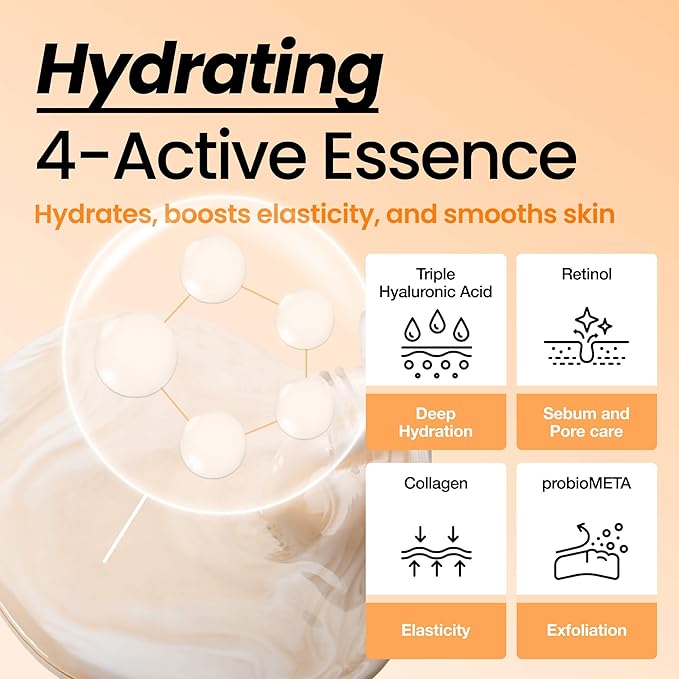 Dr.Percent Skin Texture Booster 214% Essence – Deep Hydration, Glass Skin, Triple Hyaluronic Acid, Collagen & Retinol, Lightweight & Non-Sticky, Visibly Plumping Effect, Korean Skincare, 5.07 fl oz