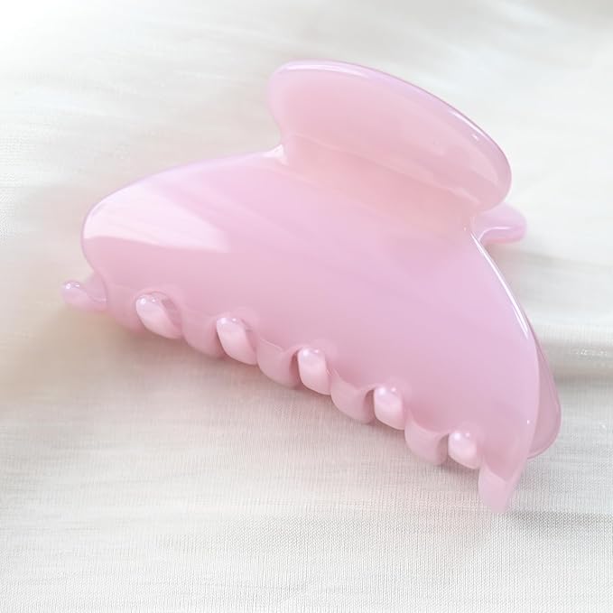 Prettyou Handmade Celluloid Acetate French Design Barrettes Tortoise Shell Claws Hair Claw Luxury Fashion Accessories Hair Clip for Women (light pink purple)