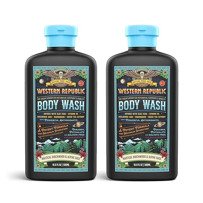 Western Republic - Nautical Birchwood & Alpine Sage Body Wash - 500ml 2Pack