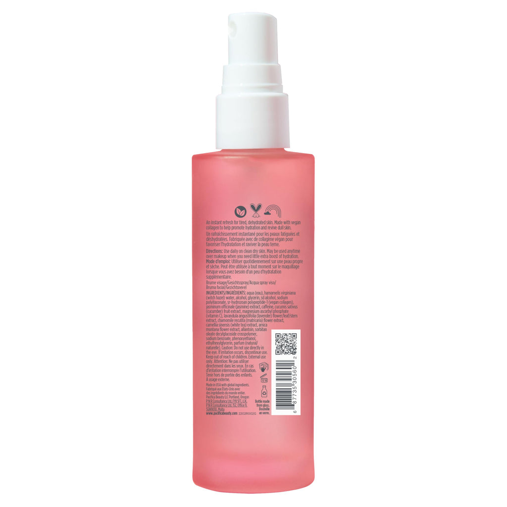 Pacifica Beauty Vegan Collagen Hydrating Setting Mist – Hydrating Illuminating Face Primer for Dewy Skin, w/Vegan Collagen & Squalane for Radiant Glow, Soft-Focus Pore Blurring Makeup Base