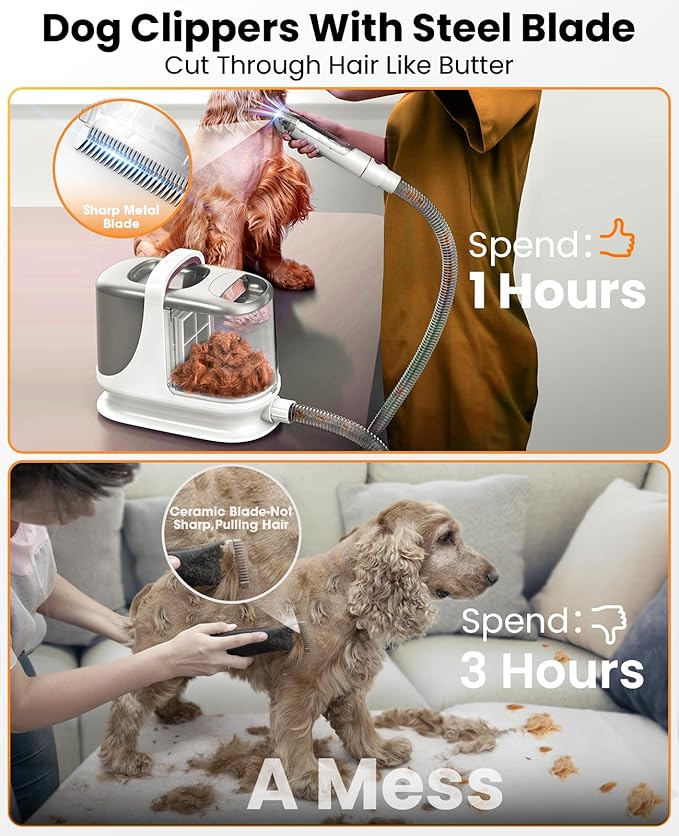 oneisall Dog Grooming Vacuum Kits with Clipper