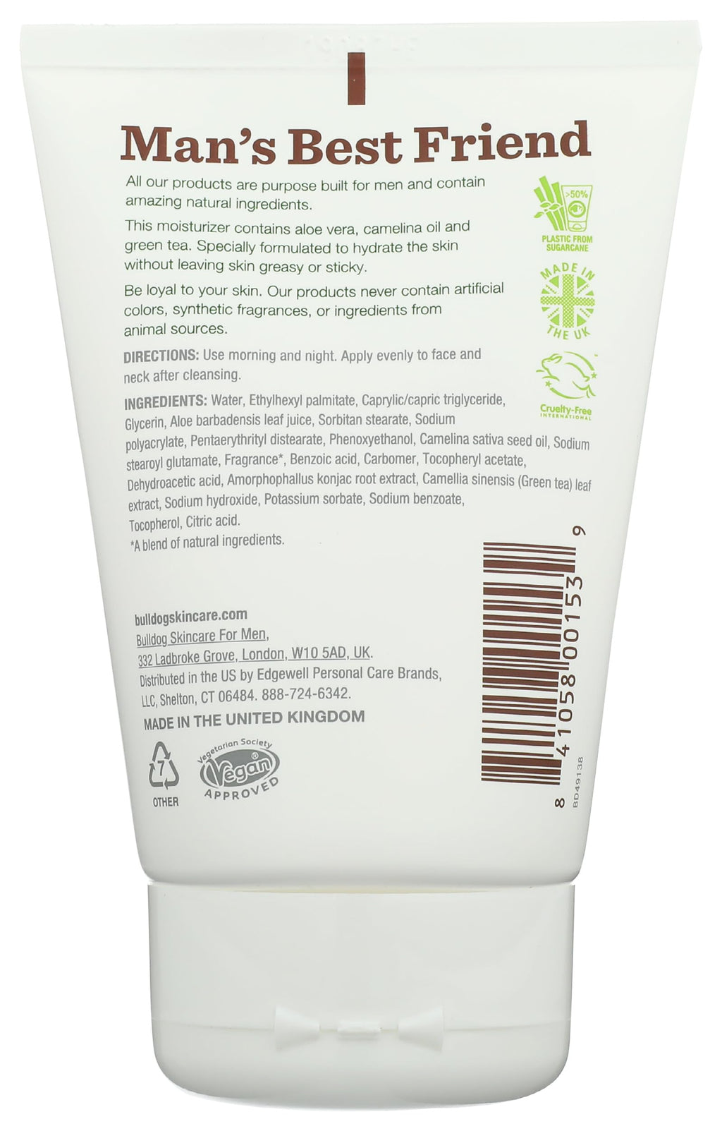 BULLDOG Mens Skincare and Grooming Face Moisturizer Original, 3.3 Fluid Ounce