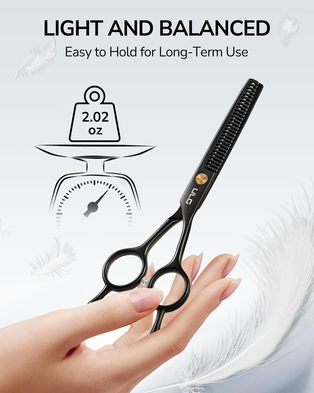 ULG Professional Thinning Shears for Hair Cutting - 6.5’’ Hair Thinning Scissors, Ultra Sharp Japanese Stainless Steel, Ergonomic Handle for Barbers, Stylists, Salon & Home Use, Black