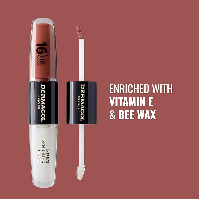 Dermacol 16-Hour Lip Color, Two-Phase Kissproof Lip Stain & Gloss, No.23