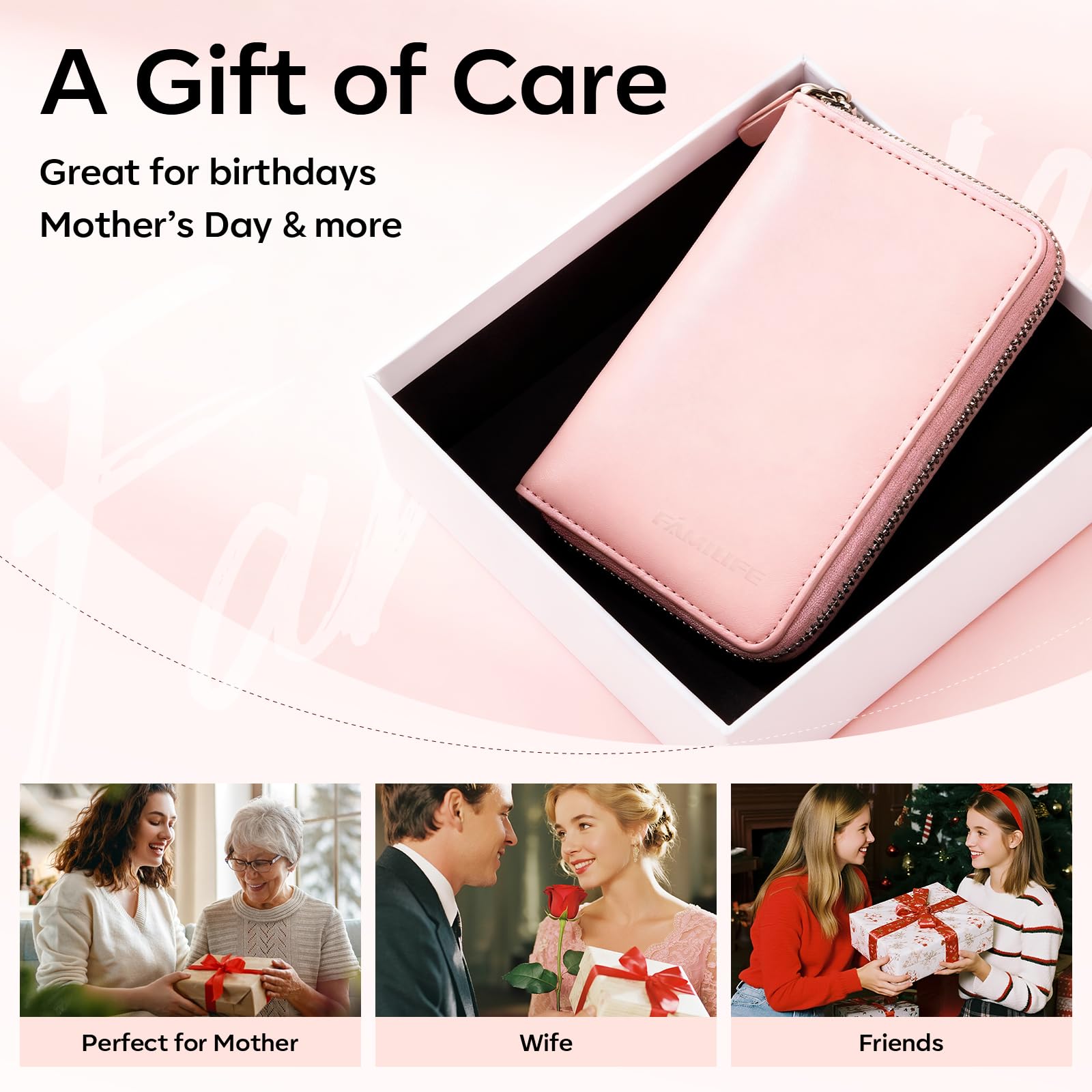 FAMILIFE Manicure Set Professional Manicure Kit Nail Kit - 11PCS Gifts for Her Nail Clippers for Women Stainless Steel Pedicure Sets Pink Leather Case