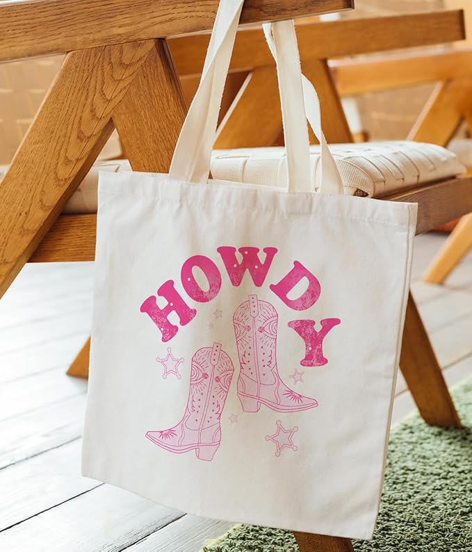Zeghk Howdy Western Canvas Tote Bag For Women, Boots Bag Western Cowgirl Gift Long Live Cowgirls Gifts Bags, Shopping Bag Reusable Grocery
