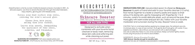 NeedCrystals Microdermabrasion Crystals 8 oz. / 227g. DIY Face Scrub. Natural Facial Exfoliator for Dull or Dry Skin Improves Acne Scars, Blackheads, Pore Size, Wrinkles, Blemishes & Skin Texture