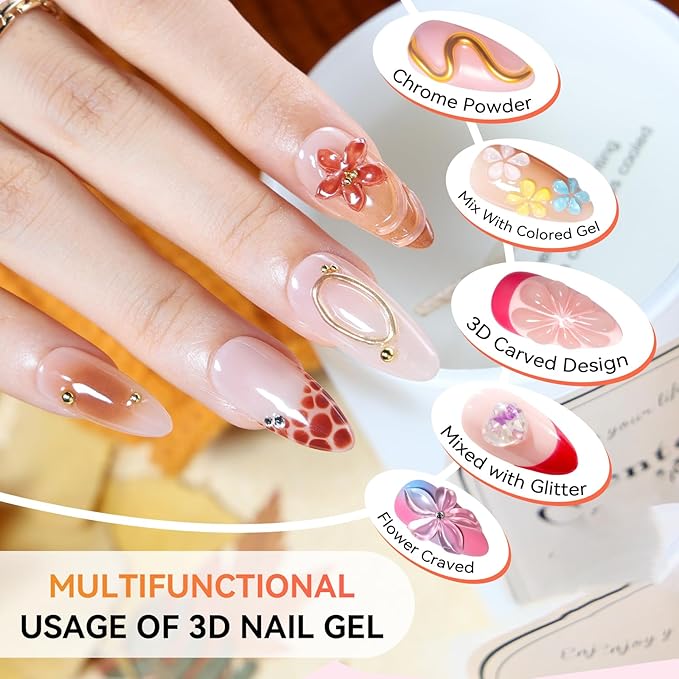 Makartt Blooming Gel & 3D Gel Nail Art Kit for DIY Nail Art Clear