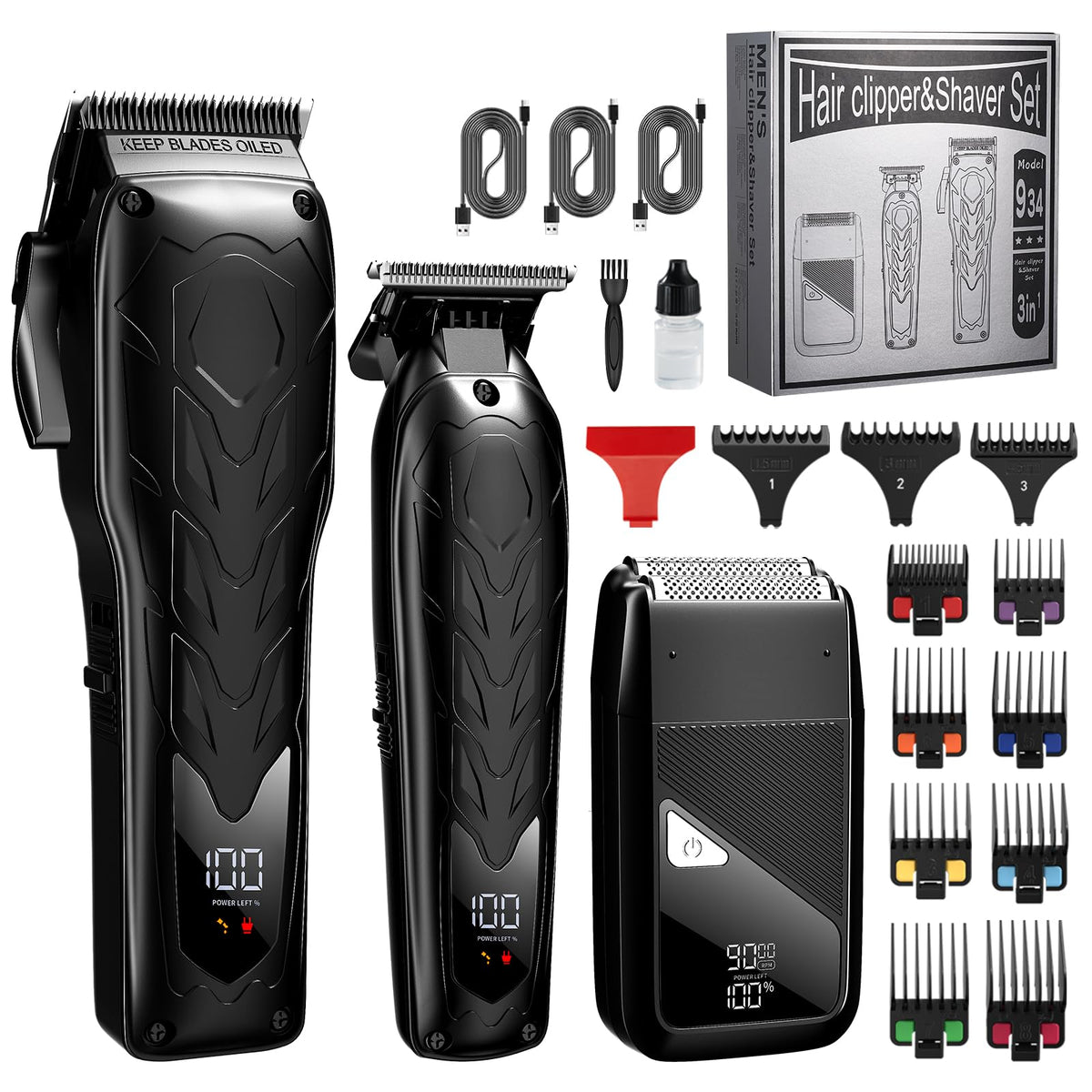 Lanumi Professional Hair Clippers Trimmer for Men Electric Razor Shavers/Beard Trimmer/Rechargeable Clippers and Trimmers Beard Trimmer Barber Kit with Travel Case Clippers for Hair Cutting Gifts