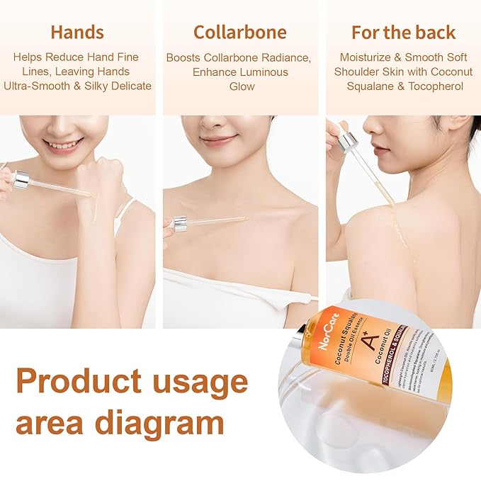 NorCare Skin Care Essential oil Coconut & SqualaneDual-Essence Oil Skincare Tech 2026 | 80ml Soothes,Brightens, and repairs your skin barrier. Formulated for allskin types