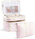 HBselect 2Pcs Travel Makeup Bag Large Quilted Cosmetic Bag Make up Bag