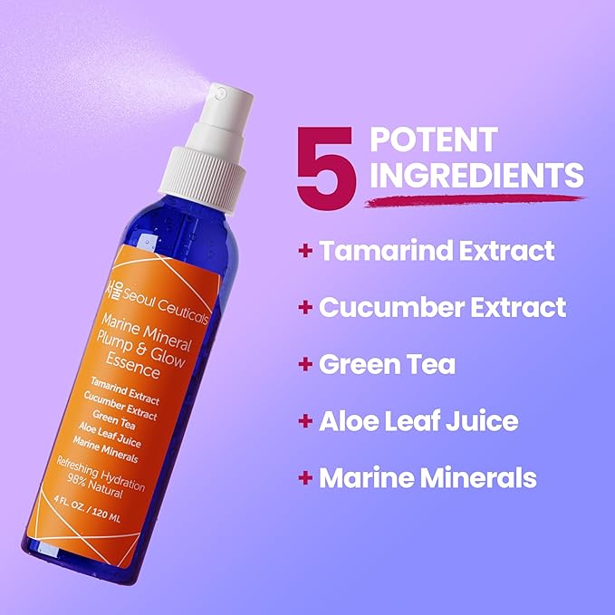 SeoulCeuticals Korean Skin Care Essence Toner - K Beauty Skincare Spray Mist for Face Contains Cucumber Extract and Marine Minerals + Organic Aloe - Get that Healthy Youthful Glow