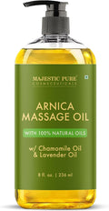 Majestic Pure Arnica Massage Oil, Relaxing Body Oil, 8 Fl Oz