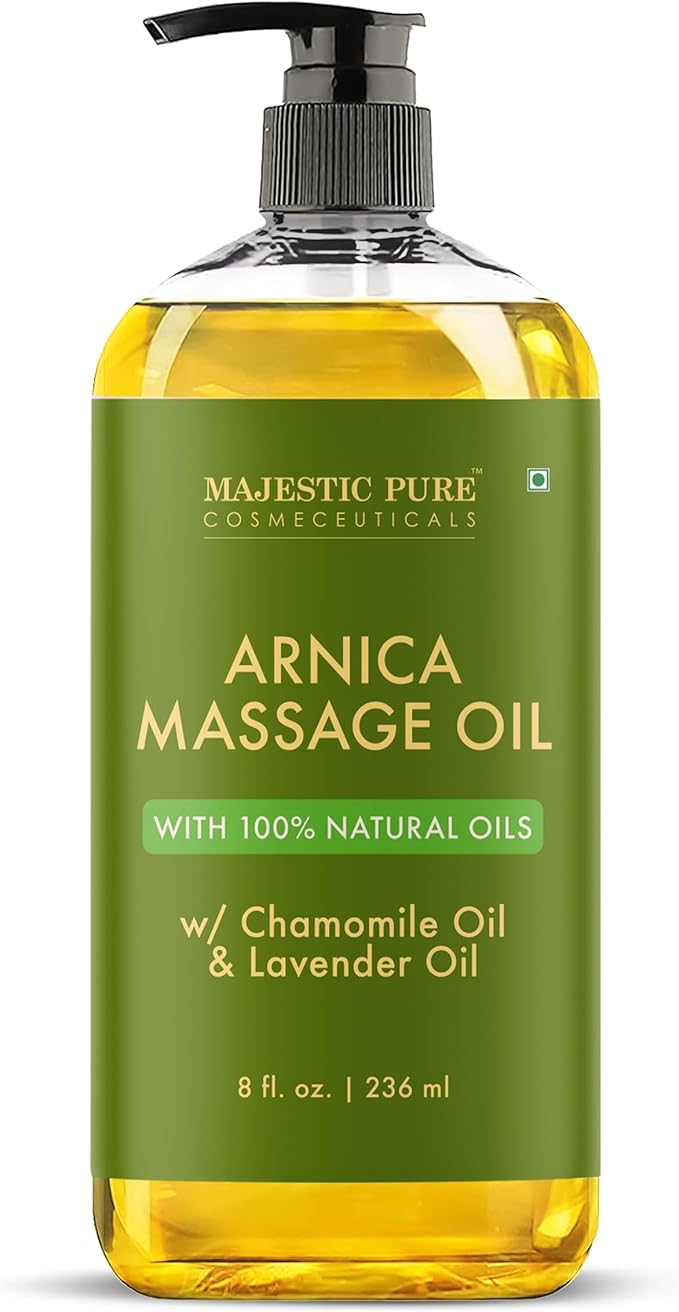 Majestic Pure Arnica Massage Oil, Relaxing Body Oil, 8 Fl Oz