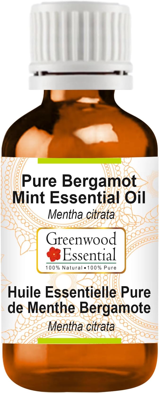 Greenwood Essential Bergamot Mint Essential Oil (Mentha citrata) Pure | Non-Sticky | Non-Greasy | Lightweight | Men & Women | All Skin Types | Steam Distilled 15ml (0.50 oz)