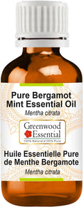 Greenwood Essential Bergamot Mint Essential Oil (Mentha citrata) Pure | Non-Sticky | Non-Greasy | Lightweight | Men & Women | All Skin Types | Steam Distilled 15ml (0.50 oz)