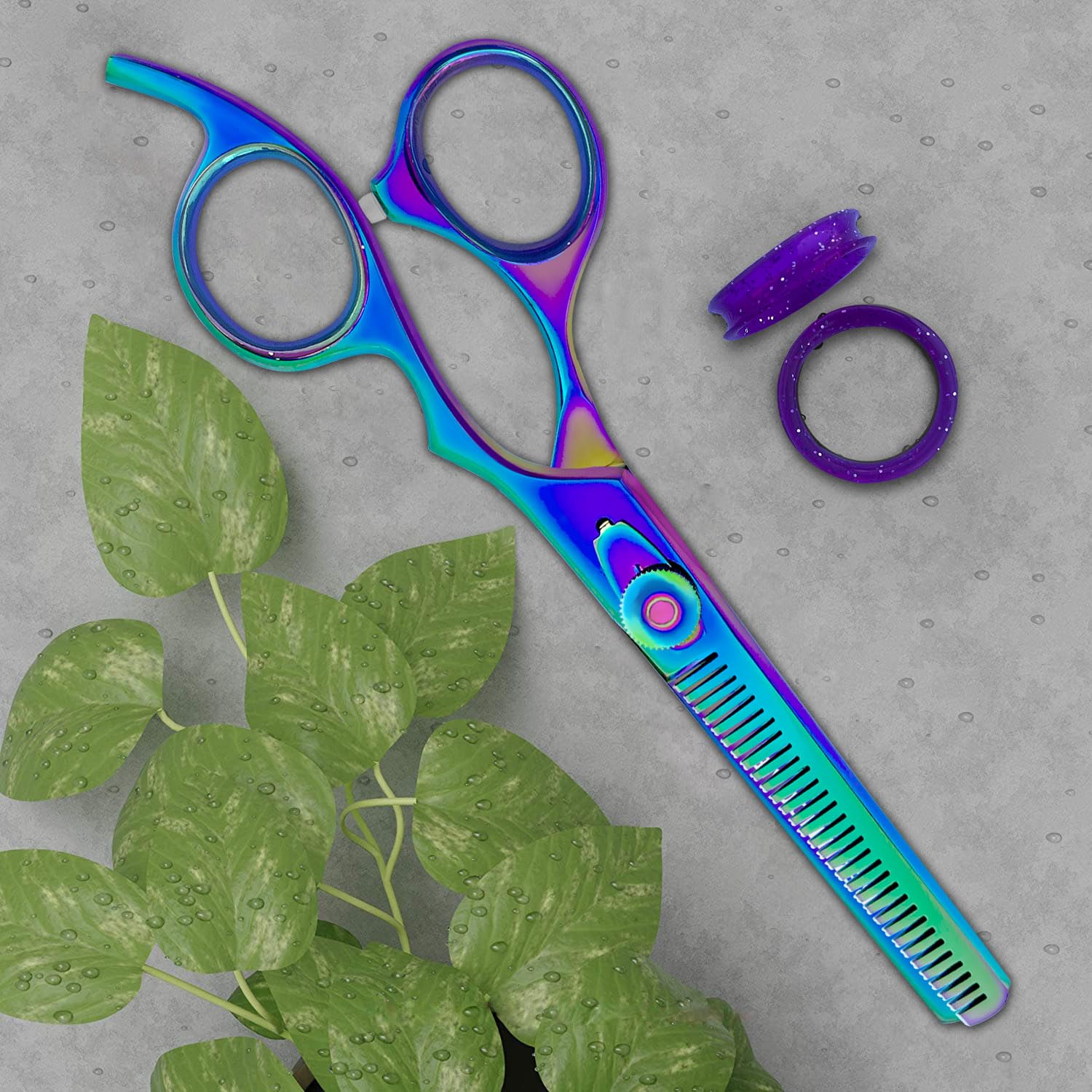 BEAUTICONE Professional Hair Thinning Scissors – Barber Texturizing Shears with Stainless Steel Teeth Blade, Leather Pouch Included, Salon Thinning Shears for Men & Women, Multi