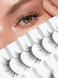 Wispy Lashes False Eyelashes Natural Cat Eye Lashes 12mm Strip Lashes withThin Band Siliglli Cat Eyelashes 3D Volume False Lashes C Curl Eyelashes Pack 7 Pair