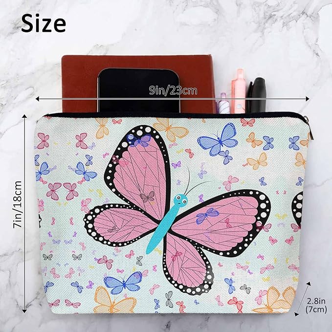 Kalygon Makeup Bag For Purse Butterfly, Colorful Butterflies Garden Butterfly Cosmetic Bags For Women With Zipper Travel Toiletry Pouch Makeup Bags Makeup Organizers Purse For Toiletries Cosmetics