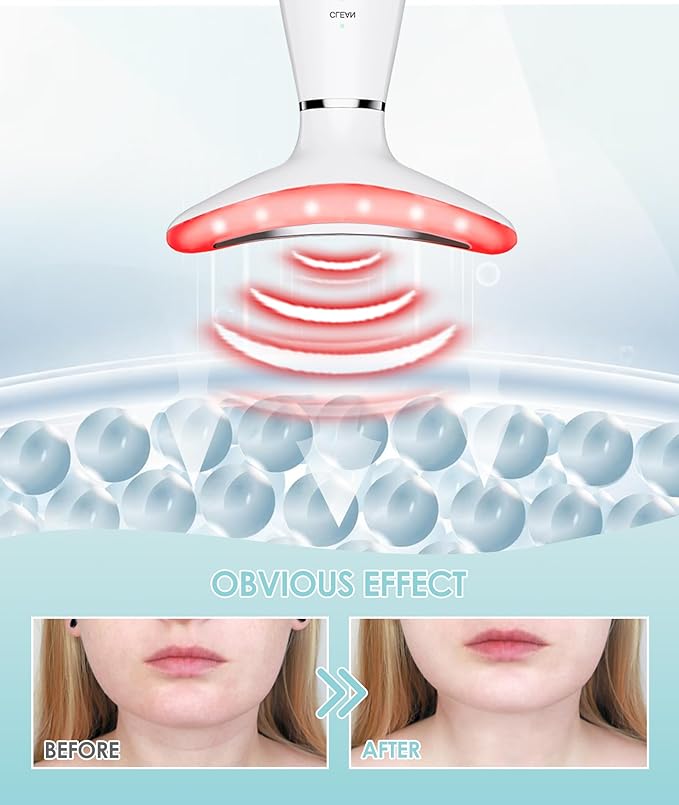Jobazok 7 Color Neck Face Massager - Facial Massager Tool for Skin Care at Home, Vibrating Face Massager with Thermals, Galvanic Machines White