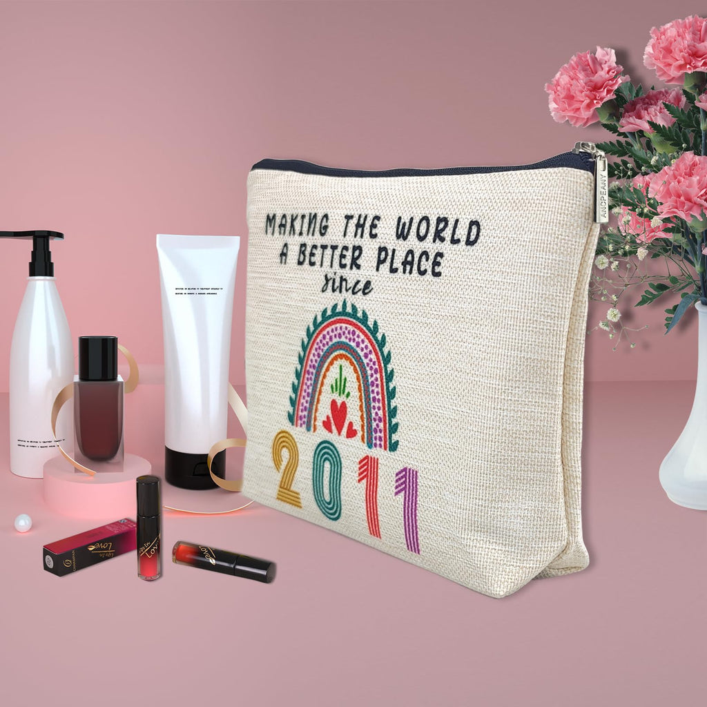 Gifts for 15 Year Old Girl, 15th Birthday Gifts for Teenage Girls, Funny 2011 Birthday Decorations Makeup Bags for Teens, Her, Sister, Daughter, Niece, Cute Cosmetic Travel Bag for Girls Trendy Stuff