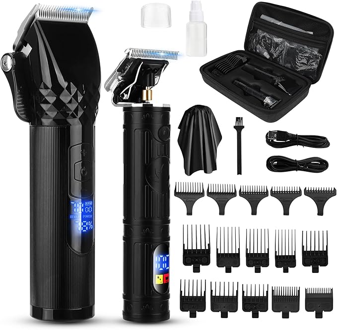 Soonsell Men Cordless Hair Clipper & T-Blade Trimmer Set,2in1Grooming Kit