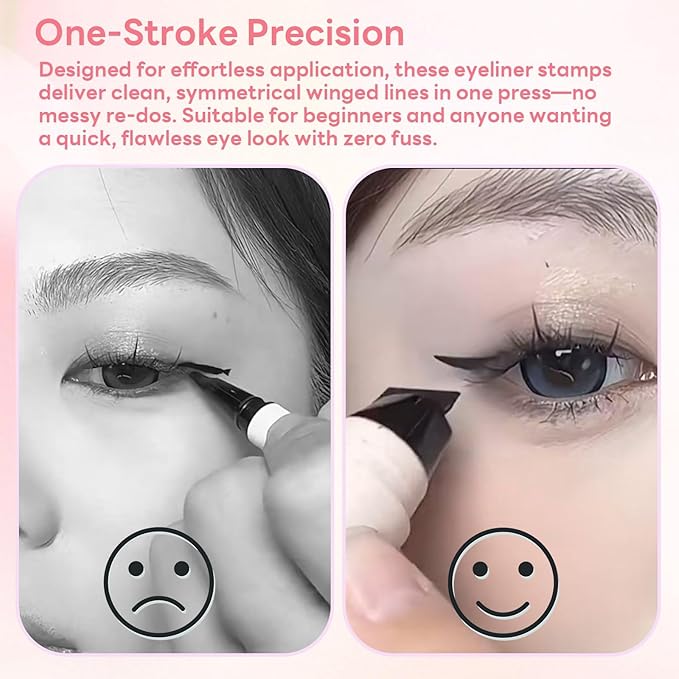 VerveFields，2pcs2026 New Foldable Eyeliner Stamp, Quick Drawing Tool, Marks Left and Right Eyes, Smudge-Proof and Waterproof Long-Lasting Eyeliner Pen, Suitable for Beginners