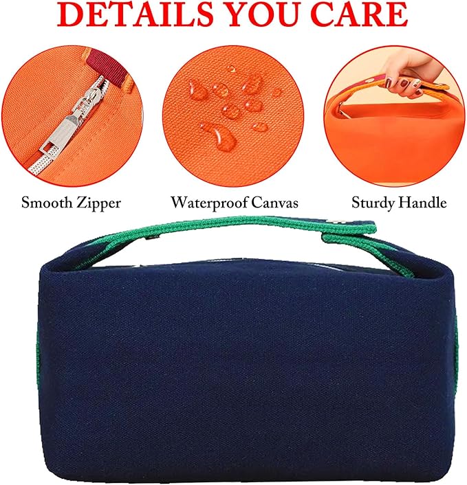 Fammart Travel Makeup Bag, Waterproof Canvas Cosmetic Bag Make Up Organizer Case for Women, Large Toiletry Bag Skincare Pouch for Toiletries Accessories Brushes