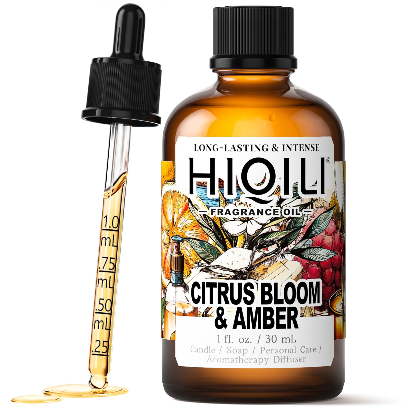 HIQILI Citrus Bloom & Amber Fragrance Oil for Candle, Soap & Diffuser